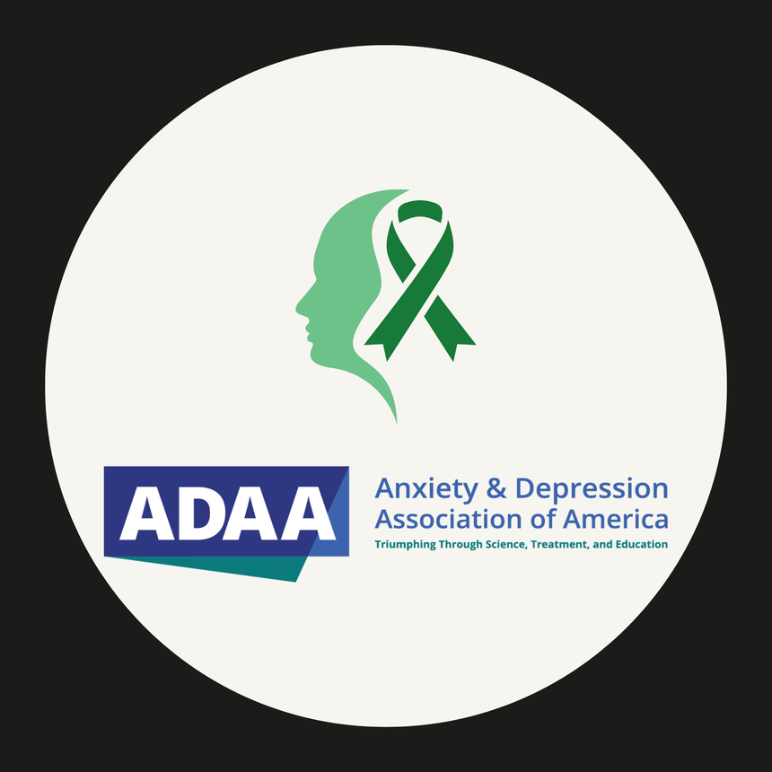 ADAA logo — Anxiety and Depression Association of America, Upsensed charity partner receiving 5% of every purchase