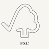 Thin line icon of a check mark combined with a tree outline, with the letters FSC underneath.
