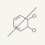 Thin black line icon of a molecular structure with a diagonal line crossing through it.