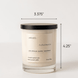 Upsensed Cloudwash candle with black lid showing dimensions — 3.375 inches wide by 4.25 inches tall