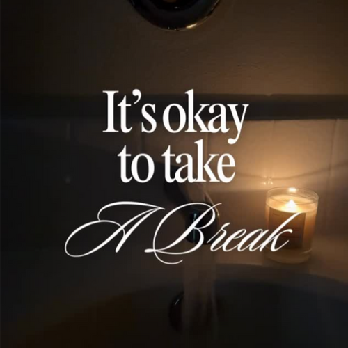 Instagram post from @upsensed — a glowing Upsensed candle in a dimly lit bath setting with the text "it's okay to take a break"