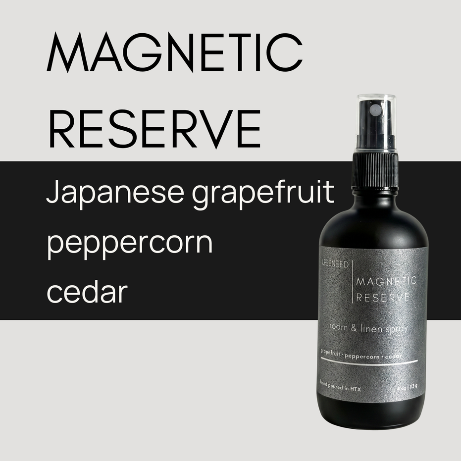 Upsensed Magnetic Reserve Room and Linen Spray 4oz - Japanese grapefruit, peppercorn, and cedar fragrance notes