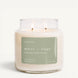 Upsensed Moss + Sage 16 oz double-wick candle in a clear apothecary jar with a sage green label, amber, sage, oakmoss, and rose musk scent notes, on a plain white background.