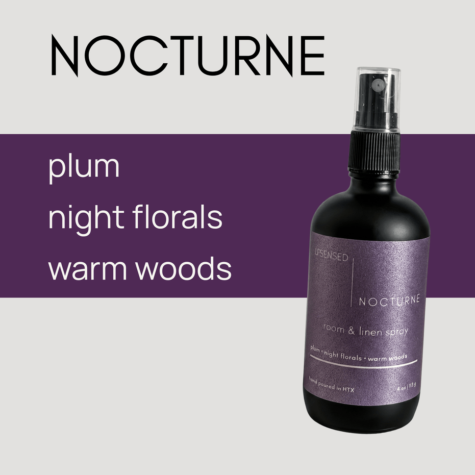 Upsensed Nocturne Room and Linen Spray 4oz - plum, night florals, and warm woods fragrance notes