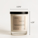 Upsensed Sacré candle with black lid showing dimensions — 3.375 inches wide by 4.25 inches tall