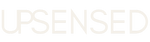 Upsensed logo in cream lettering on a black transparent background.
