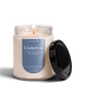 Upsensed Undertow 8  oz single-wick candle in a clear glass jar with black lid