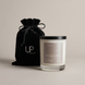 Upsensed Veil 11oz scented candle with black velvet drawstring gift bag - white freesia violet and cashmere coconut apricot wax candle hand poured in Houston